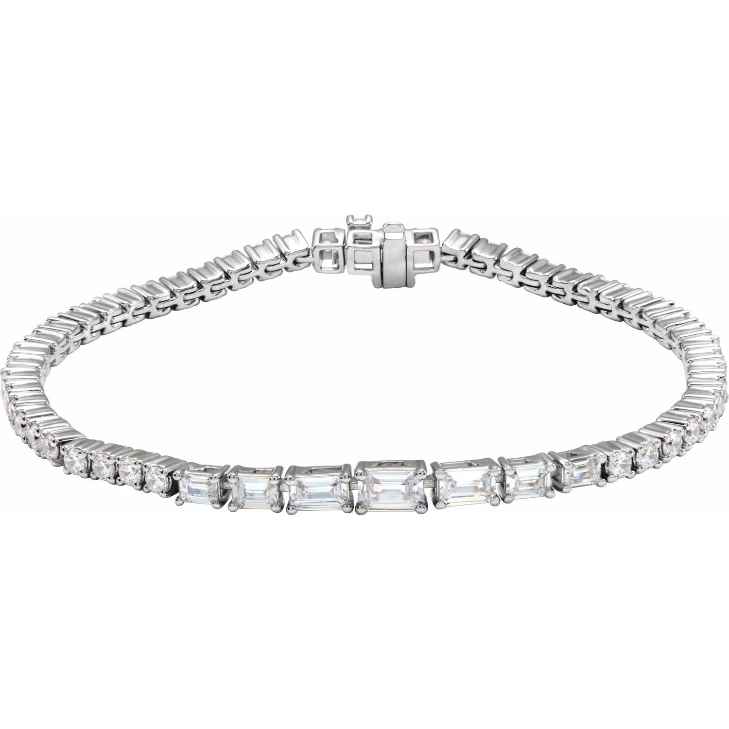 14k Gold 4 5/8 Ctw Lab-grown Diamond Line Bracelet 7'