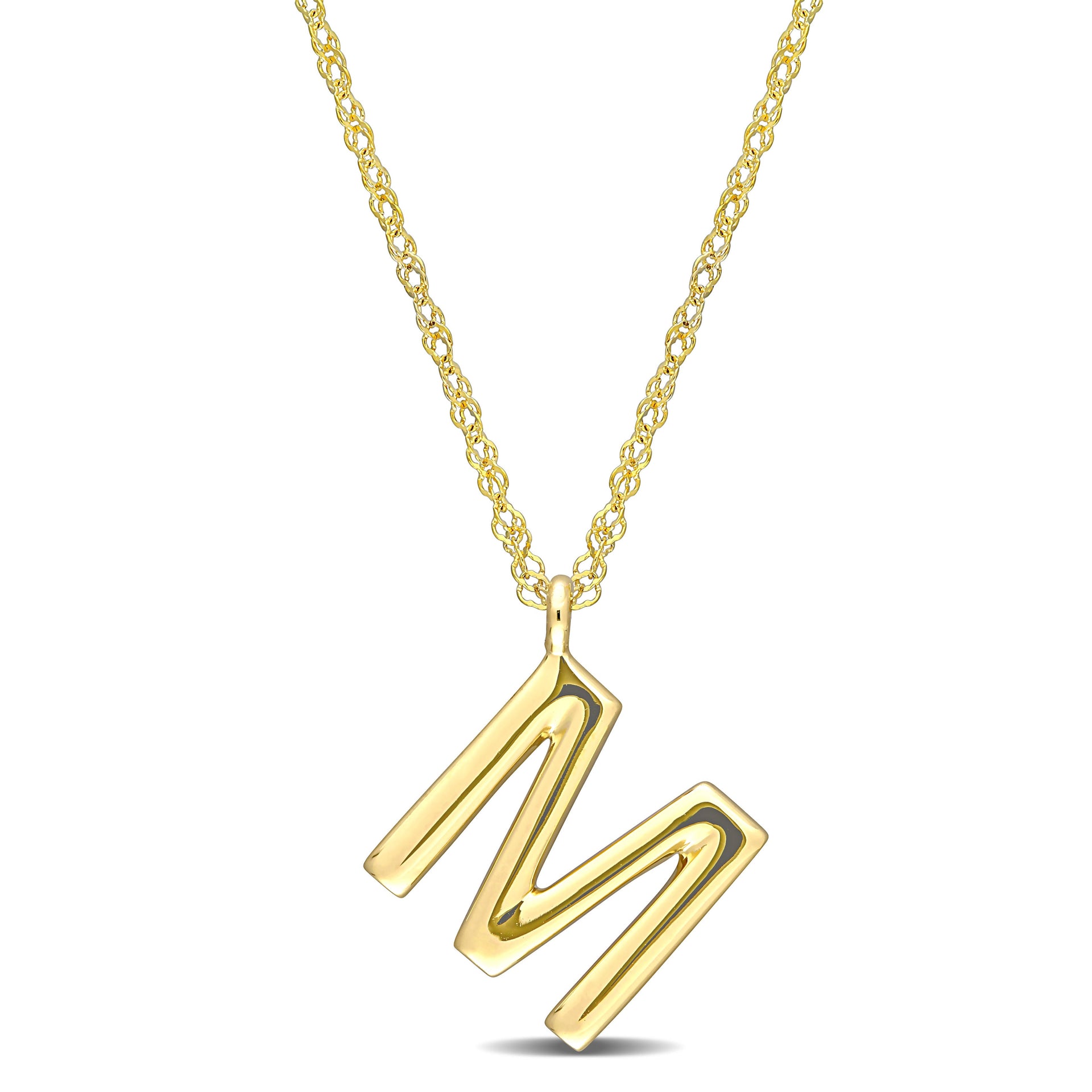 Mimi & Max Initial 'M' Pendant w/ Chain in 14k Yellow Gold