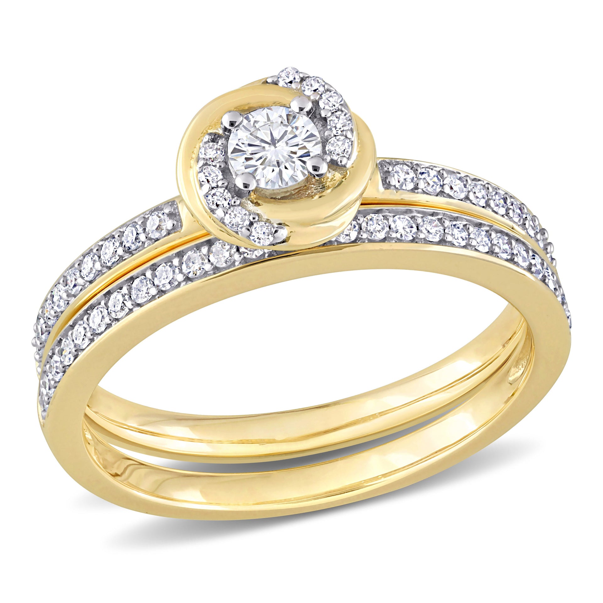 Mimi & Max 1/2ct TDW Diamond Double Swirl Bridal Set in 14k Yellow Gold