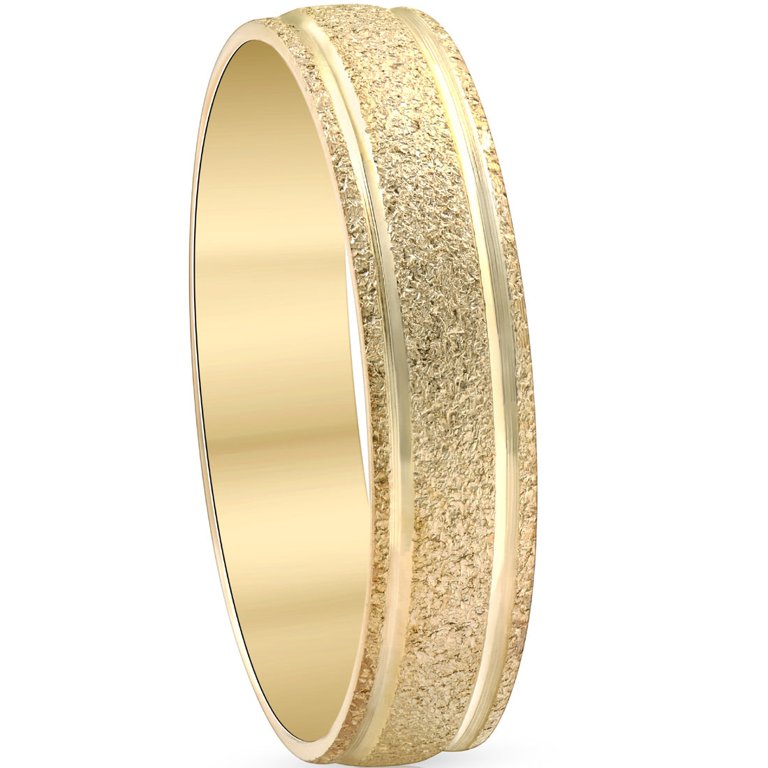 5mm Brushed Wedding Band 10K Yellow Gold Size Selectable