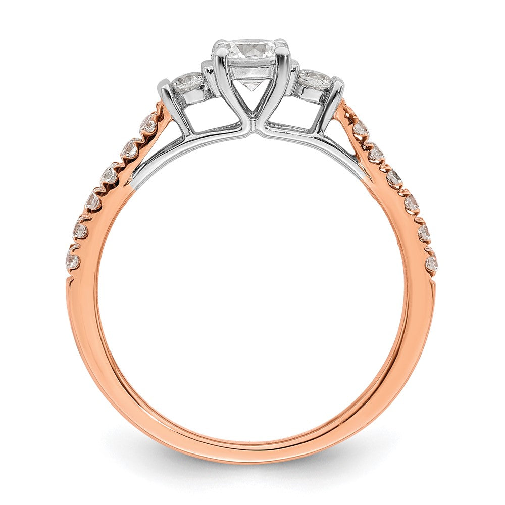 14K White And Rose Gold Lab Grown Diamond Engagement Ring 0.71ct Clarity- VS Color- G-H