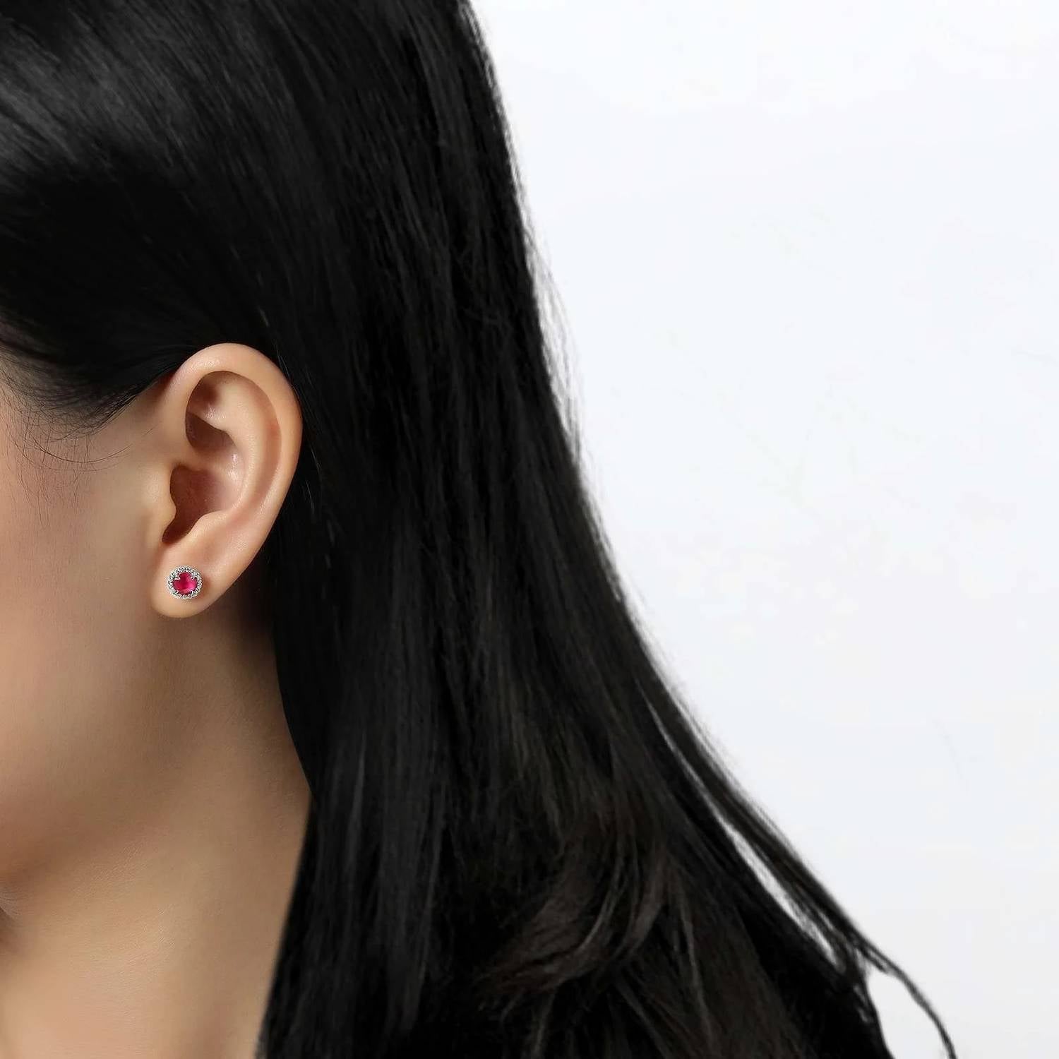 July Birthstone Earrings In Ruby/silver