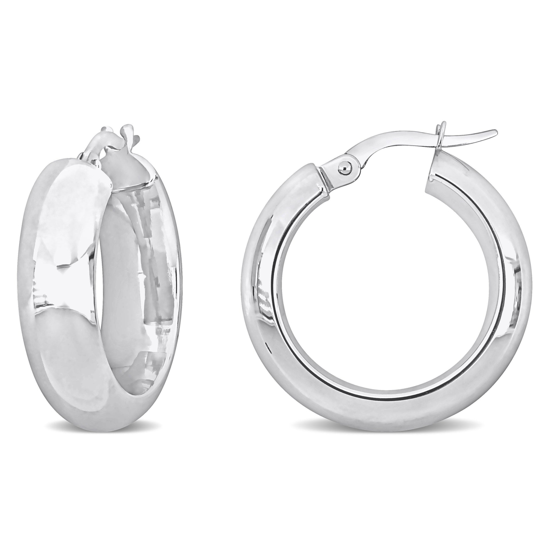 Mimi & Max 22mm Huggie Hoop Earrings in 10k White Gold