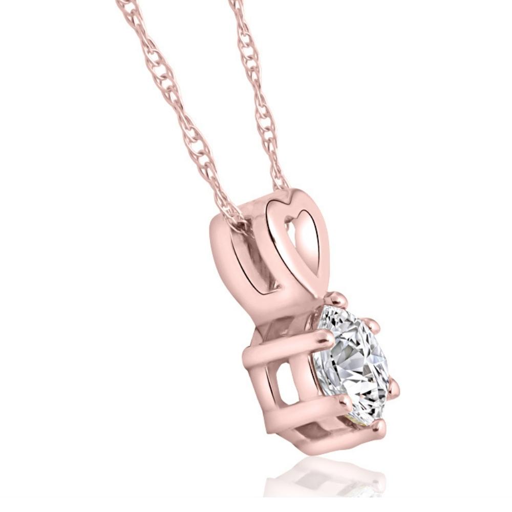 1/2 ct Diamond Solitaire Heart Pendant Necklace in White, Yellow, or Rose Gold