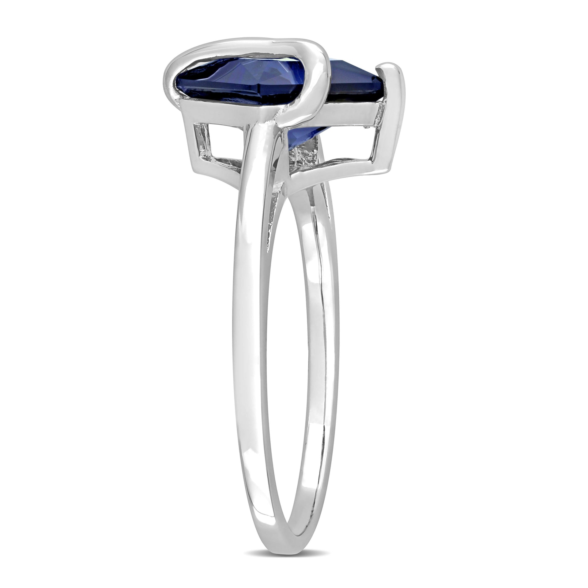 2 4/5 CT TGW Princess Cut Created Blue Sapphire Ring in Sterling Silver