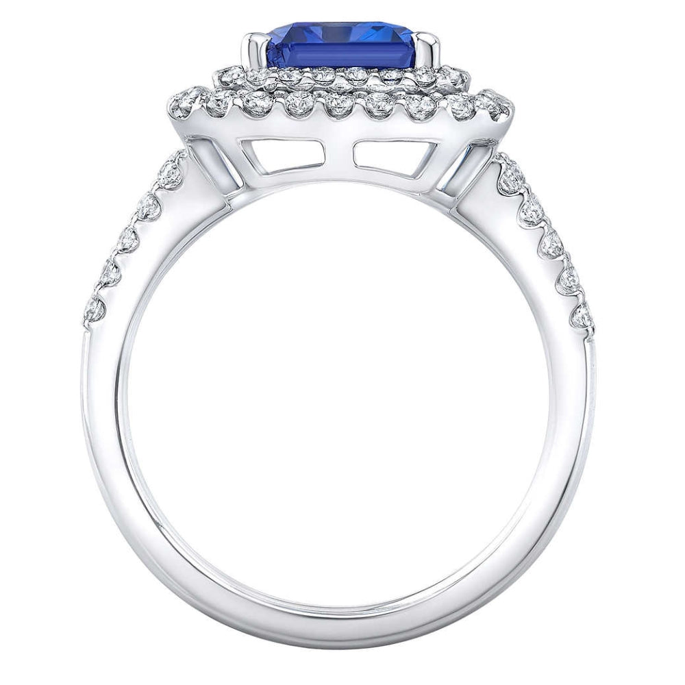 4 1/2 ct TW Emerald Cut Tanzanite & Lab Grown Diamond Ring in 14k White Gold