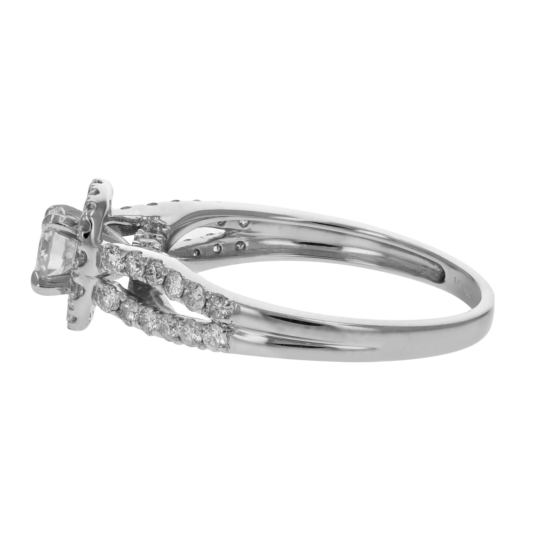 7/8 cttw Diamond Wedding Engagement Ring 14K White Gold Halo Bridal Style