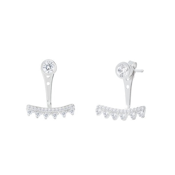 Stephanie Sterling Silver Drop Stud Earrings with Simulated Diamond Crystals — Final Sale