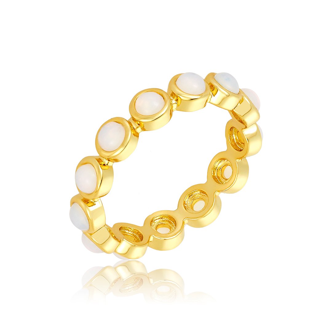 Adornia Adornia 4mm Bezeled Opalite Eternity Band Ring