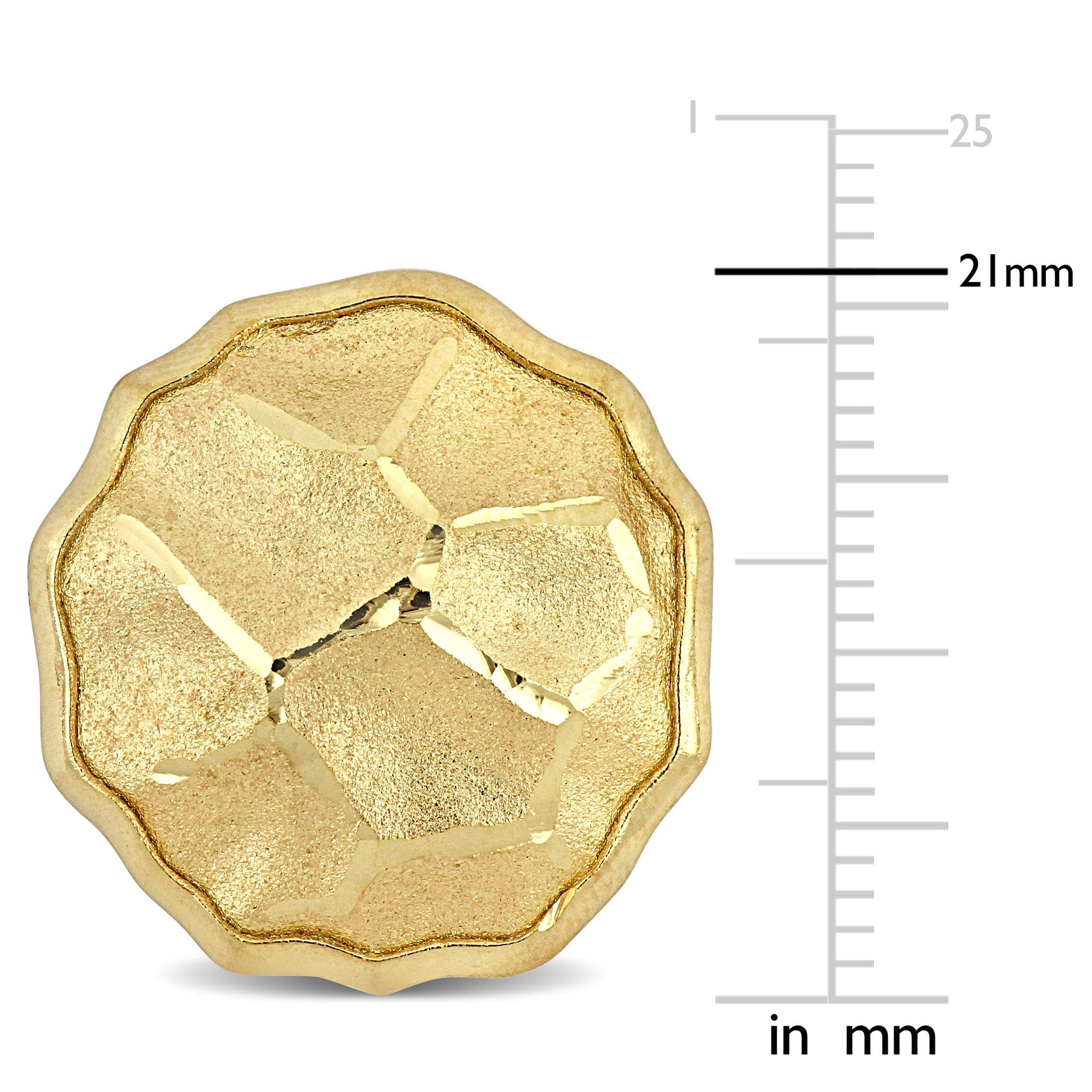 21 MM Hammered Disc Earrings in Yellow Plated Sterling Silver