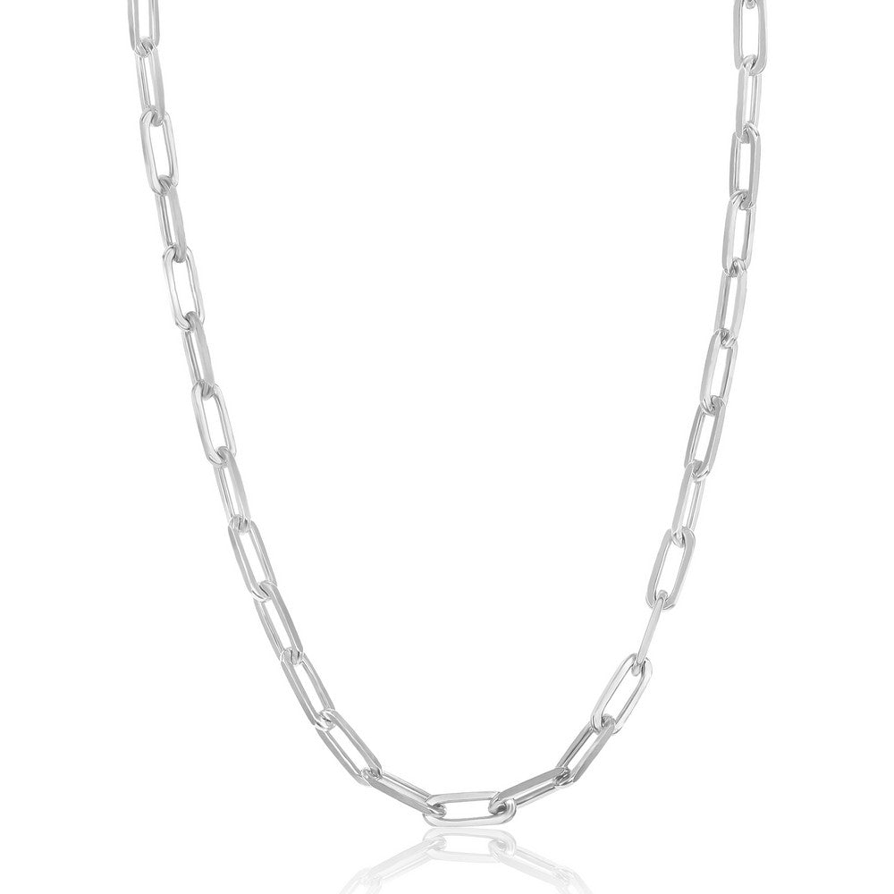 Sterling Silver 3.2mm Paper Clip Chain -Rhodium Plated