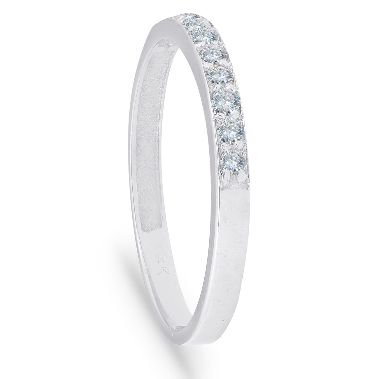 1/4ct Diamond Wedding Ring 14K White Gold Women's Stackable Prong Band