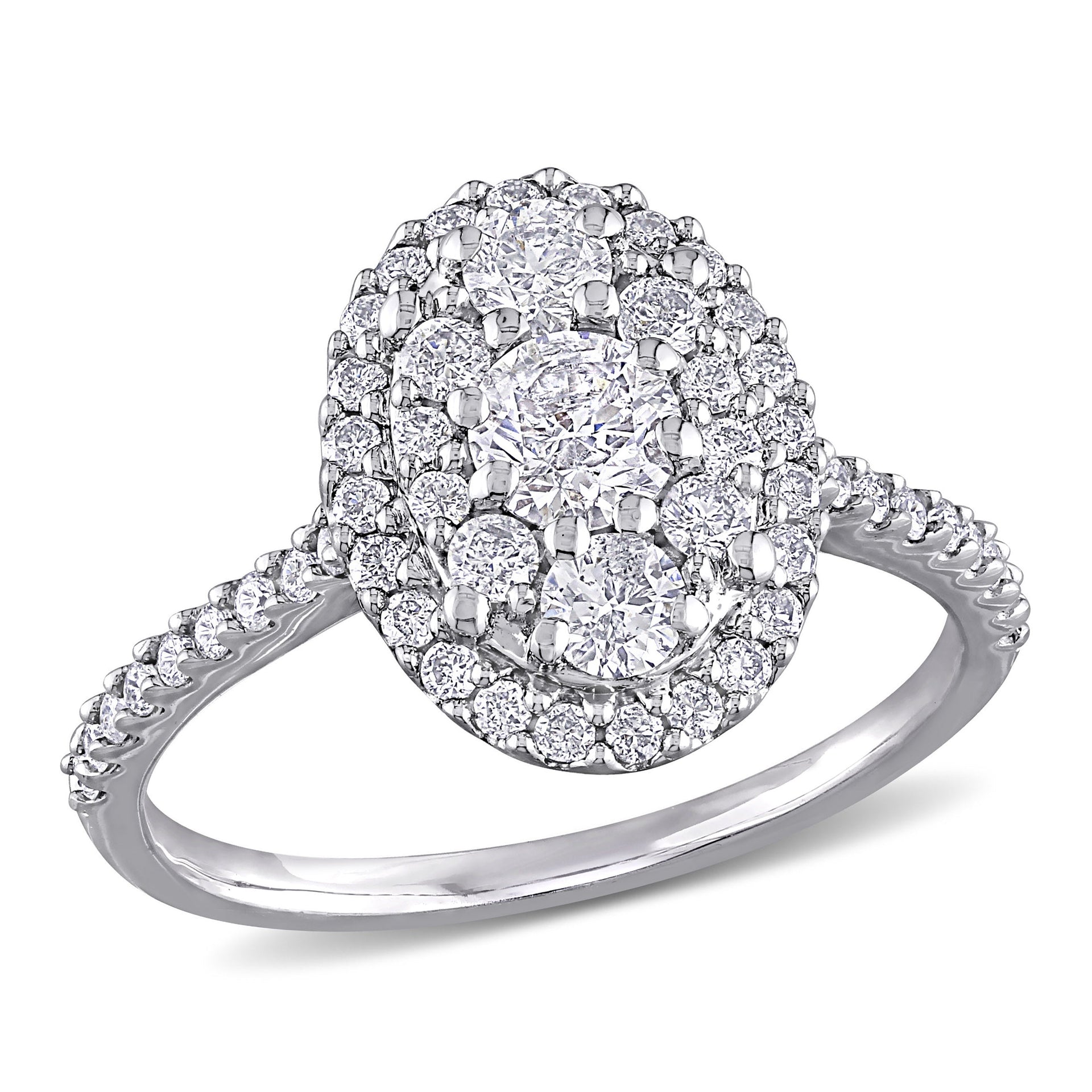 Mimi & Max 1ct TW Diamond Oval Shape Composite Engagement Ring 10k White Gold