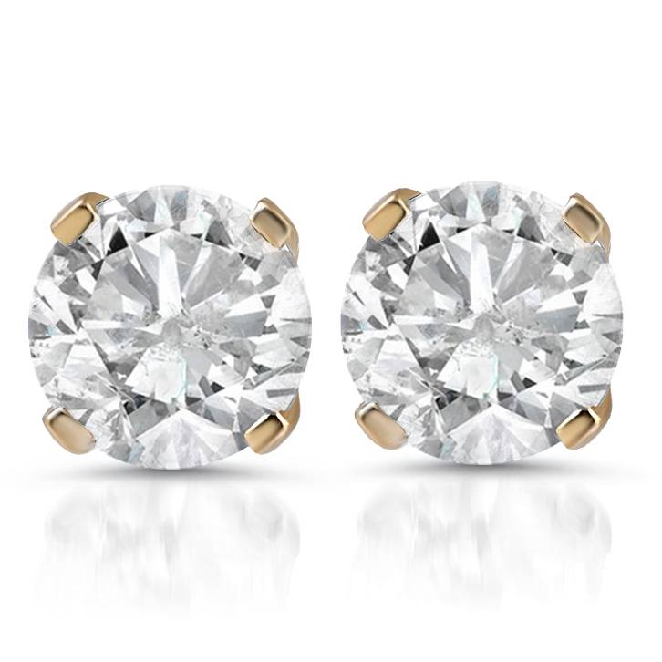 1 1/2 CT Diamond Studs 14K Yellow Gold