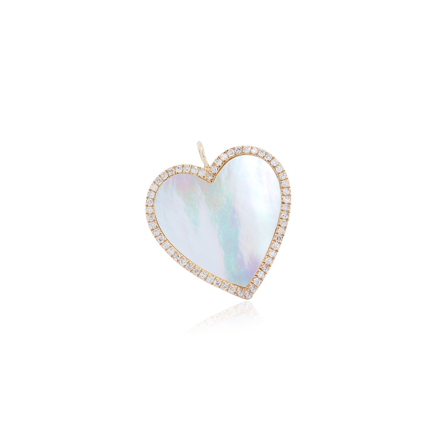 Large Mother Of Pearl Diamond Heart Charm