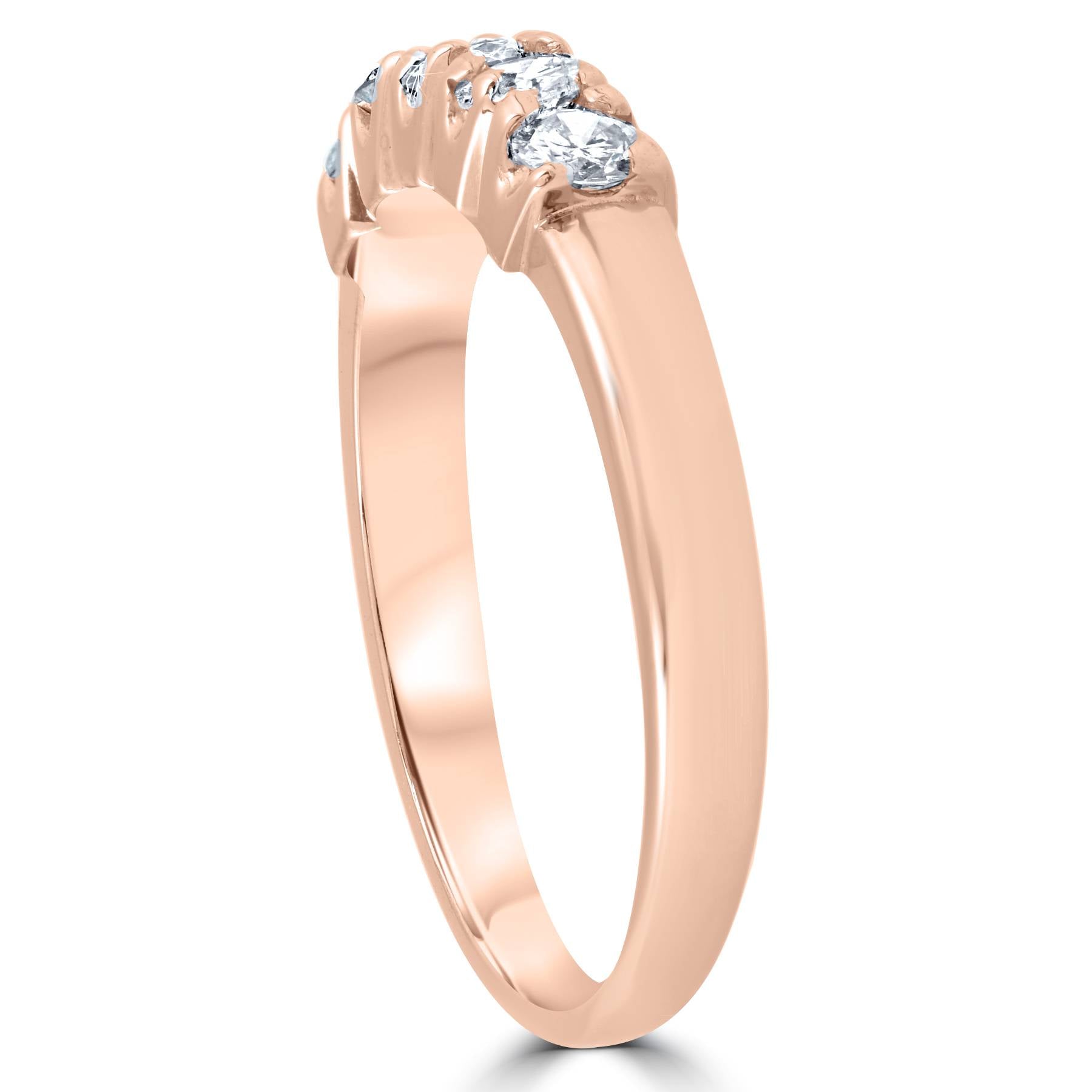 1/2 CT 5-Stone Diamond Wedding Ring 14K Rose Gold