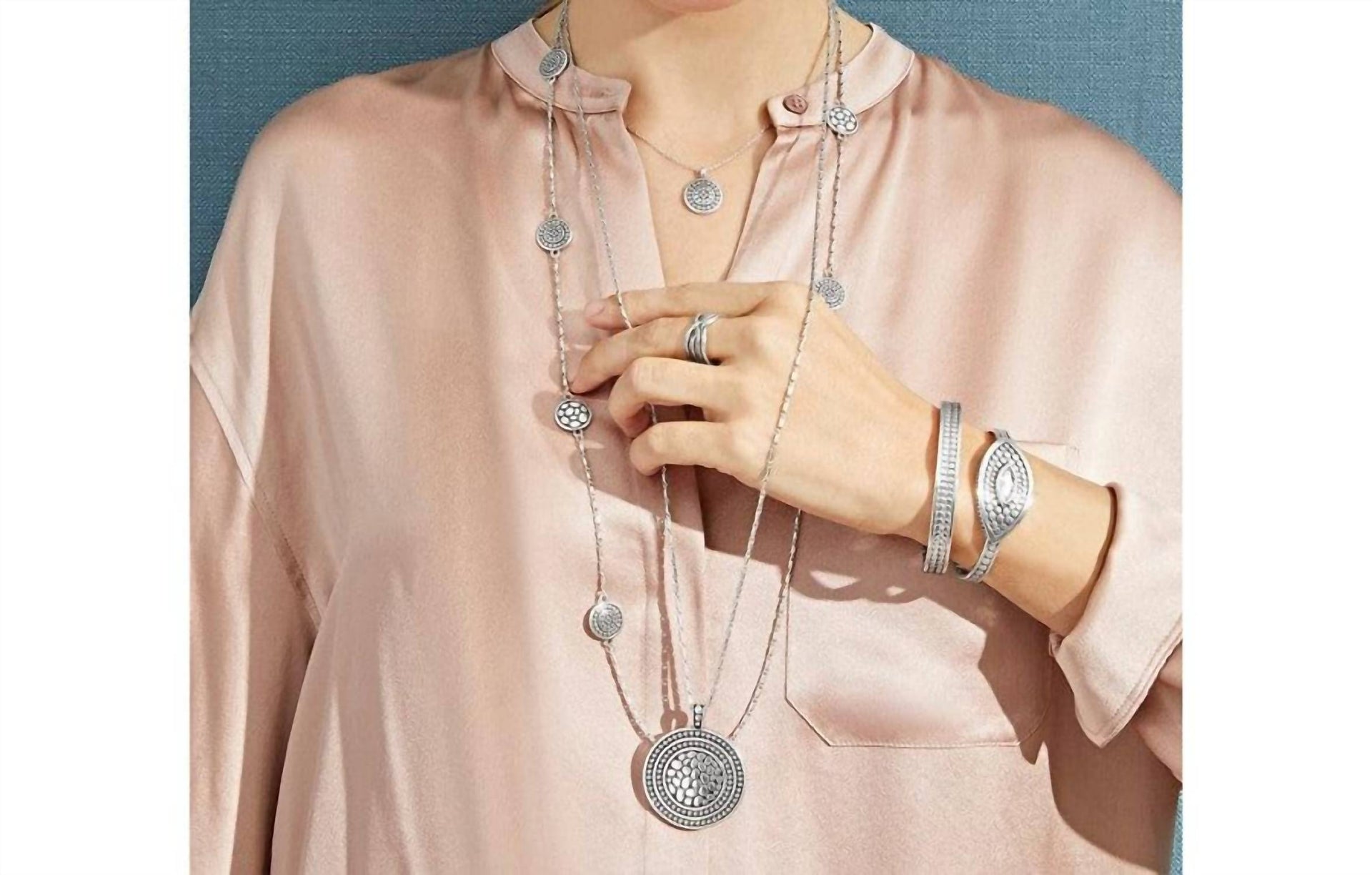 Women's Pebble Disc Marquise Cuff Bracelet In Silver