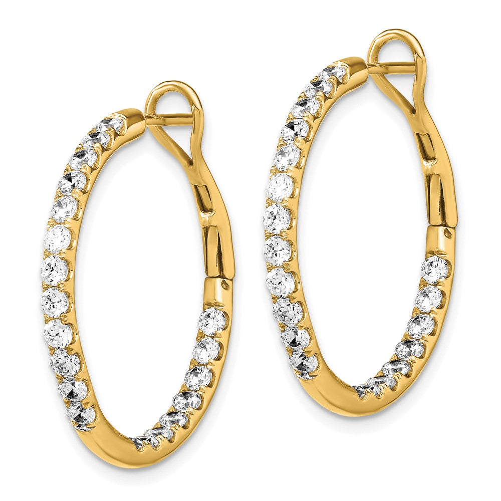 14k Gold 2 CT Lab Grown Diamond In & Out Hoop Earrings VS Clarity G-H Color