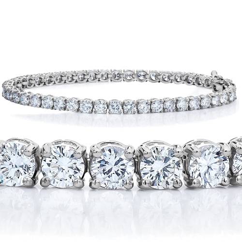 7 TCW 14k White Gold Diamond Round Cut Tennis Bracelet