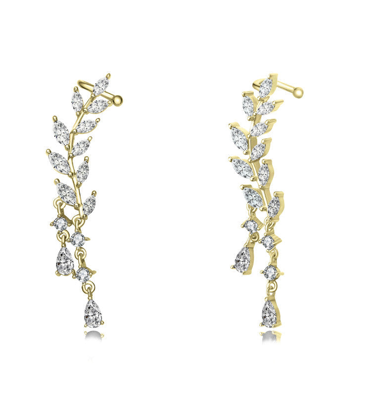 Sterling Silver With Colored Cubic Zirconia Stylish Petals Stud Earrings