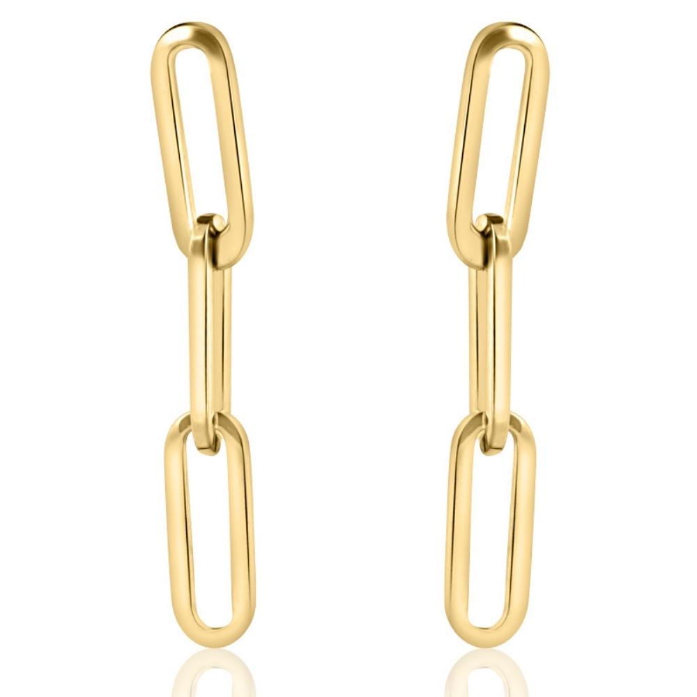 14k Yellow Gold Clip Dangle Women's Earrings 3/4' Tall