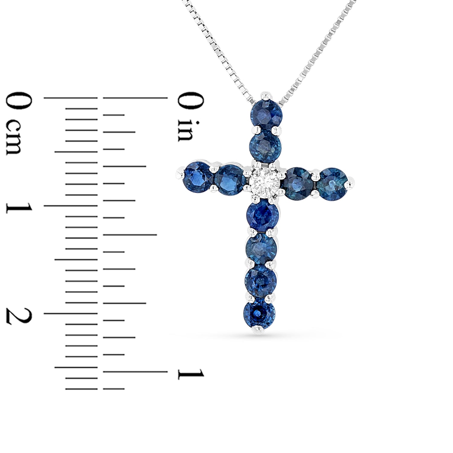 1.27ctw Diamond and Sapphire Cross Pendant in 14k White Gold