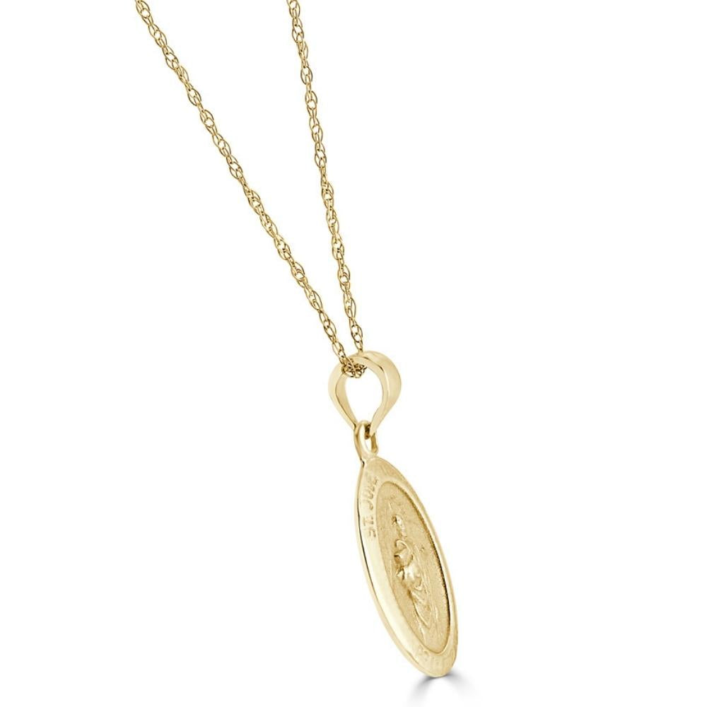 14k White or Yellow Gold Mother St. Jude Thaddeus Pendant Necklace 14.5mm Tall