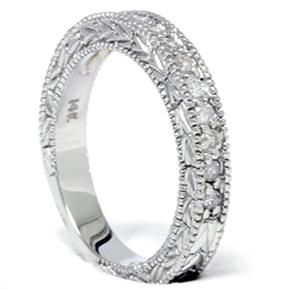 1/3ct Diamond Ring Vintage Antique Wedding Women's Band 14K White Gold