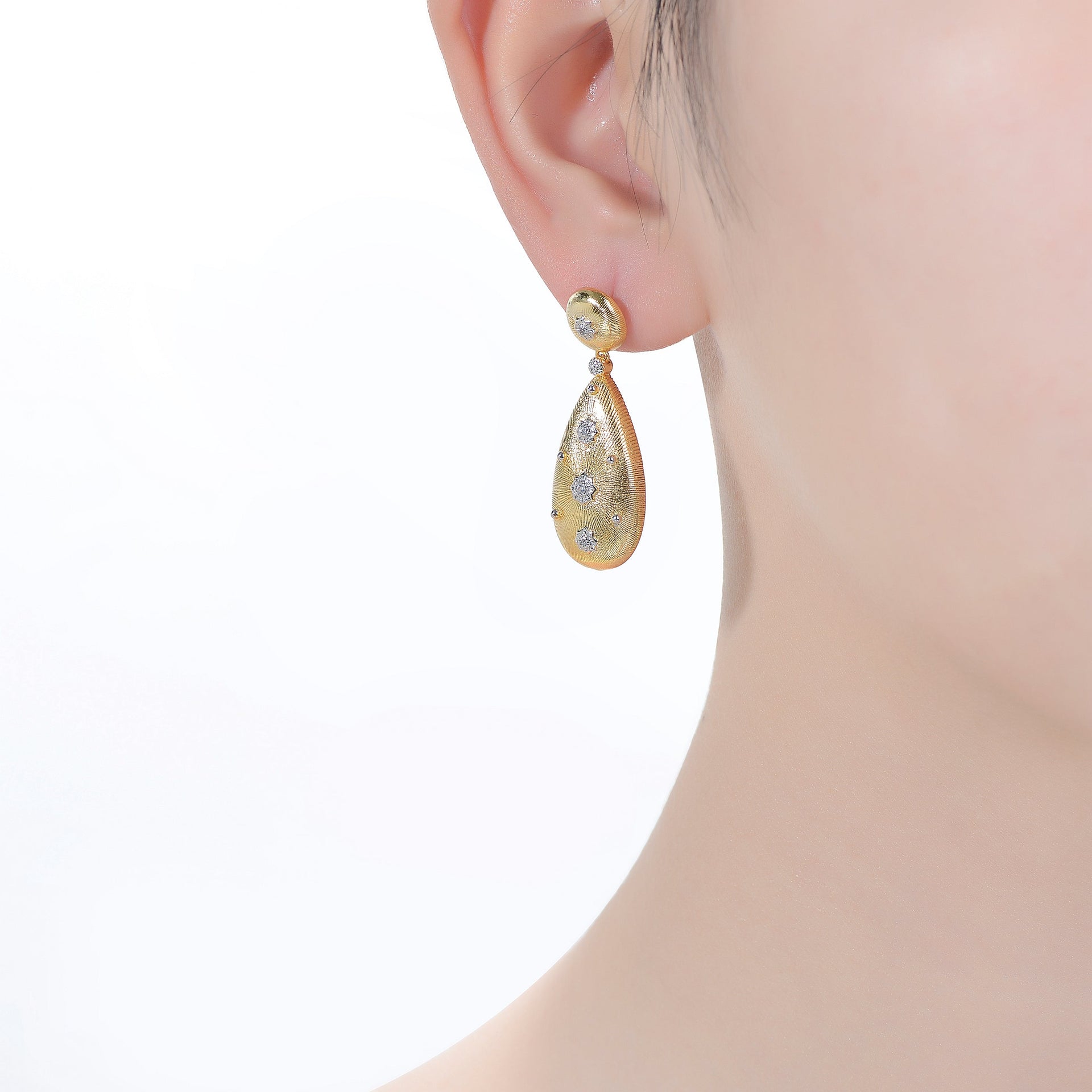 Rhodium And 14k Gold Plated Cubic Zirconia Drop Earrings