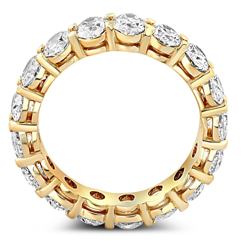 6 Ct TW Oval Cut Moissanite Eternity Ring 14k Yellow Gold Womens Wedding Band