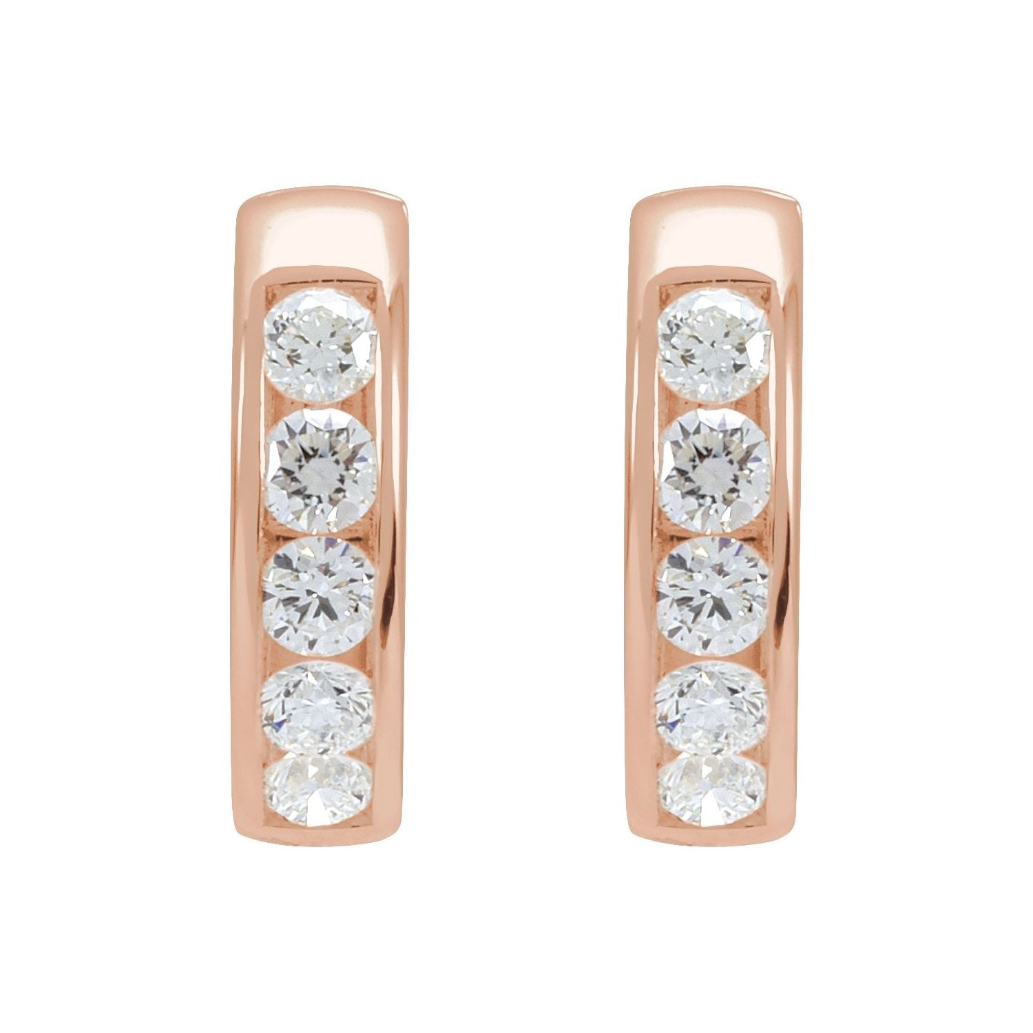 14K Rose Gold 5/8ct Lab-grown Diamond 14 Mm Hinged Hoop Earrings Clarity SI Color G-H