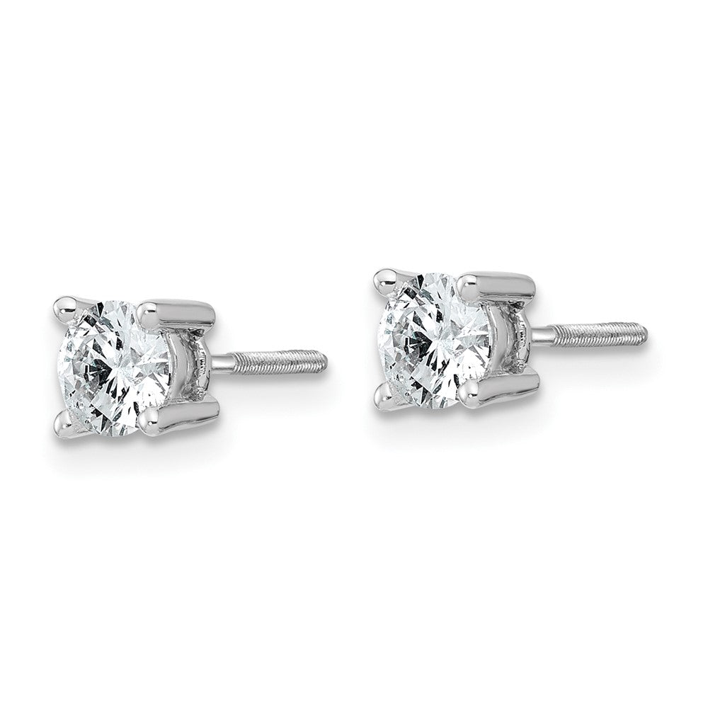 14k White Gold 3/4 CT Round Lab Grown Diamond Stud Earrings Screw Back VS Clarity D-E Color