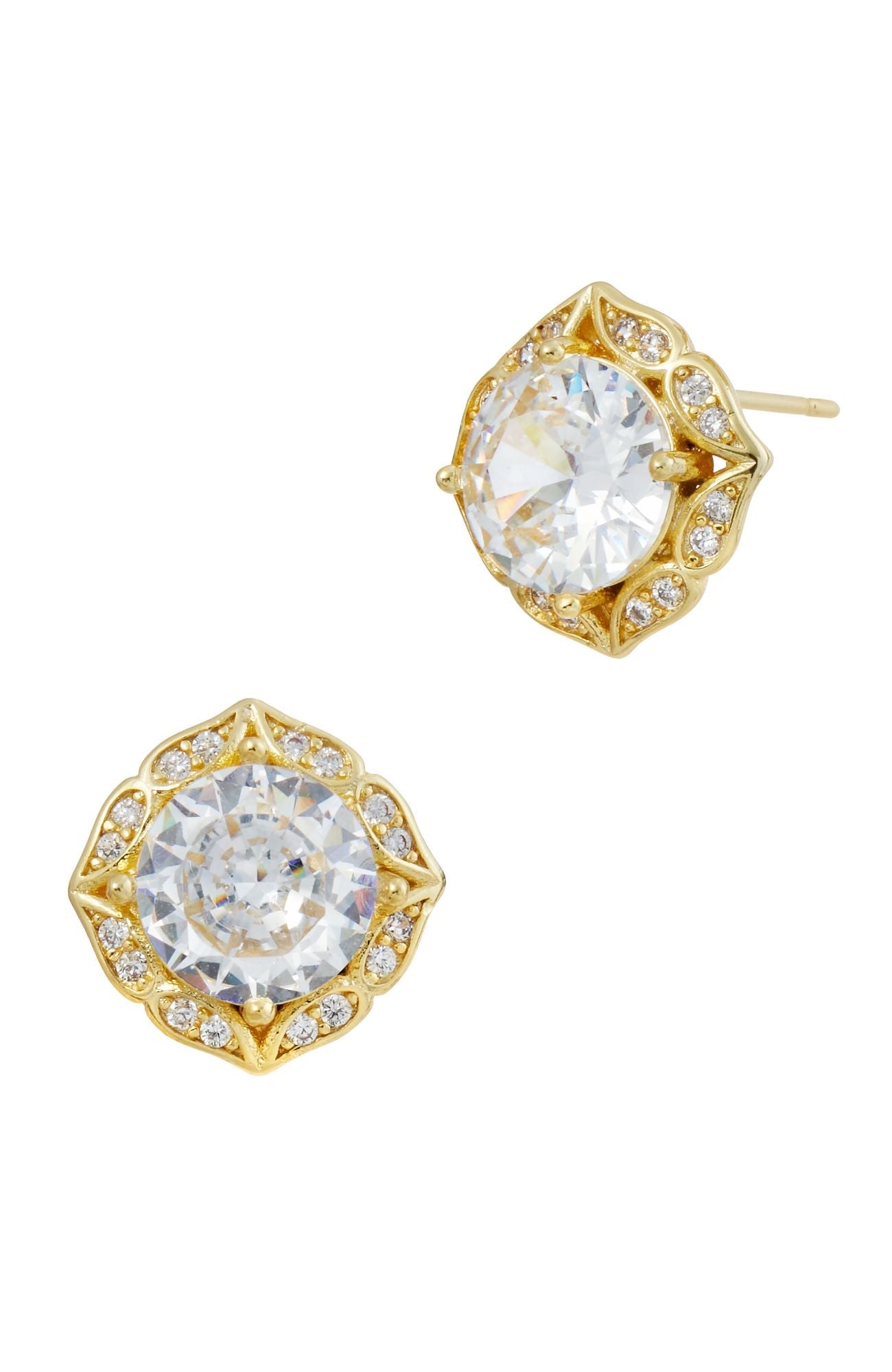18K GOLD PLATED WHITE CZ STUD EARRINGS