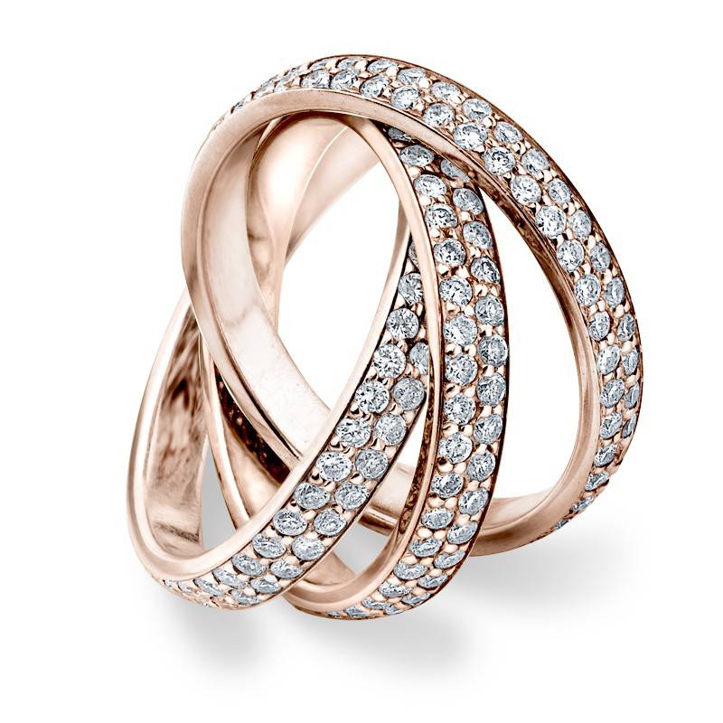 2 3/4ct Rolling Ring Diamond Pave Eternity 14K Rose Gold