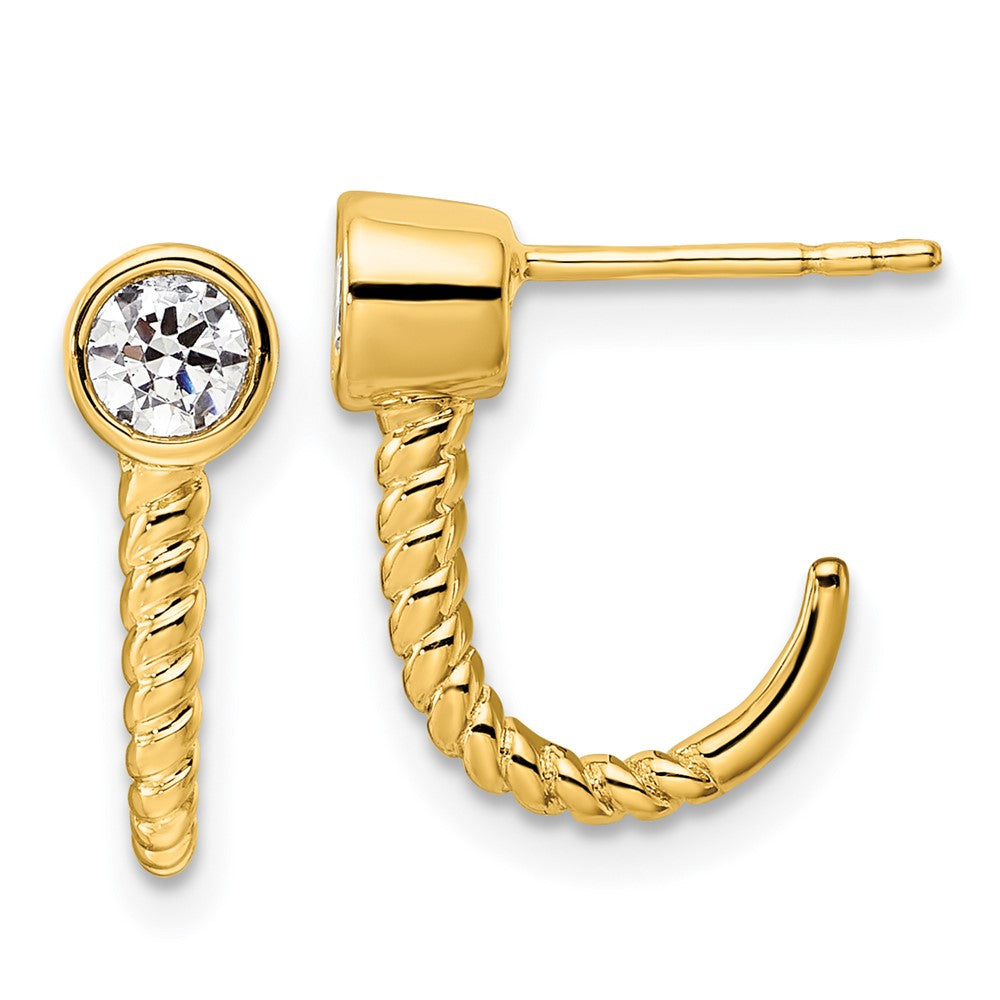 14k Gold 1/3 CT Lab Grown Diamond J Hoop Earrings VS Clarity D-E Color