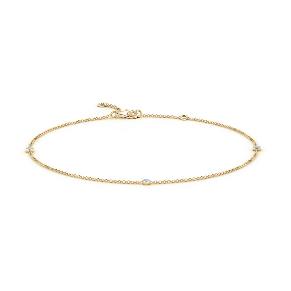 Bezel-Set Aquamarine Station Adjustable Ankle Bracelet