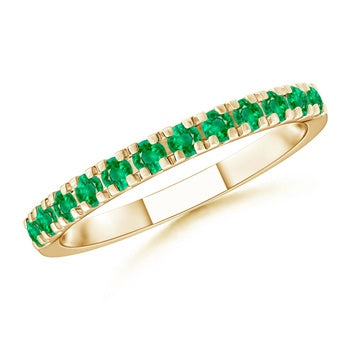 Unique Prong Emerald Half Eternity Wedding Ring