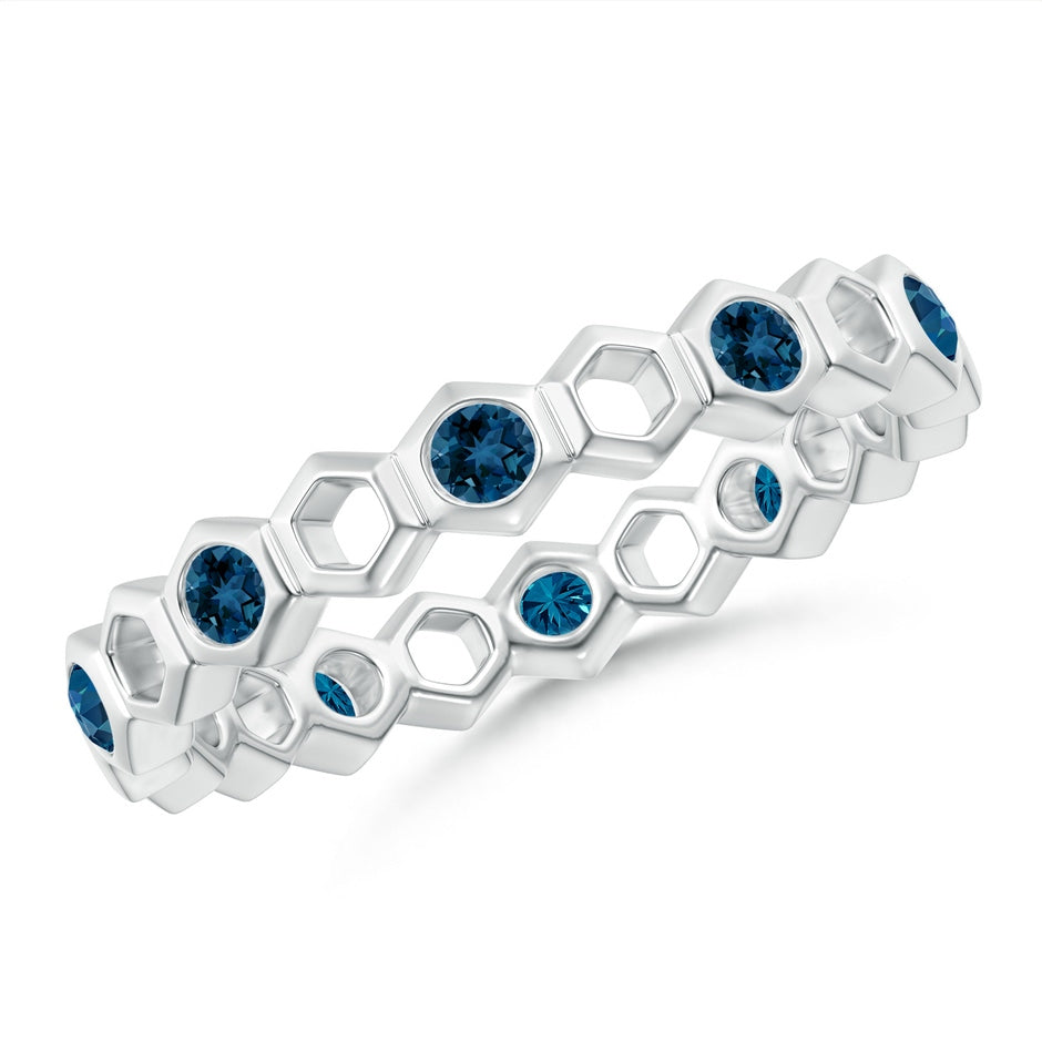 Natori x Angara Hexagonal Alternate London Blue Topaz Eternity Ring