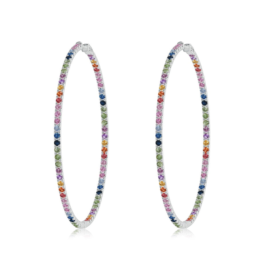 Spectra Round Multi-Sapphire Inside-Out Hoop Earrings
