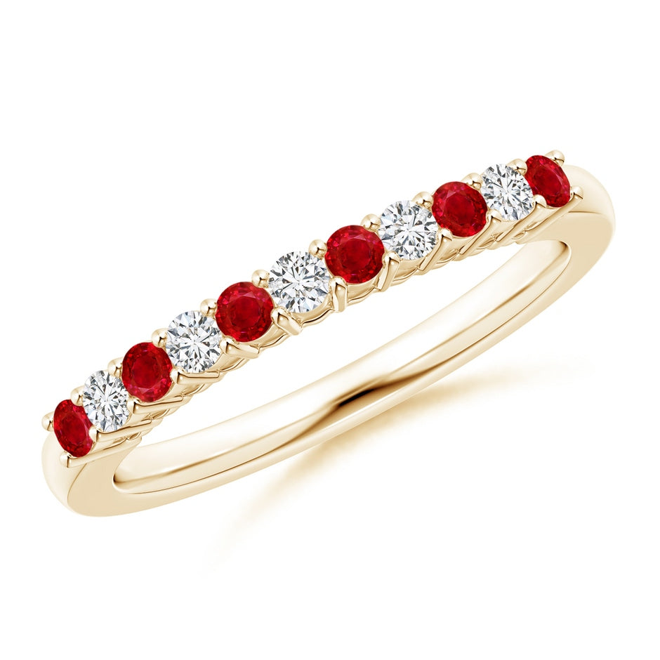 Ruby and Diamond Half Eternity Wedding Ring