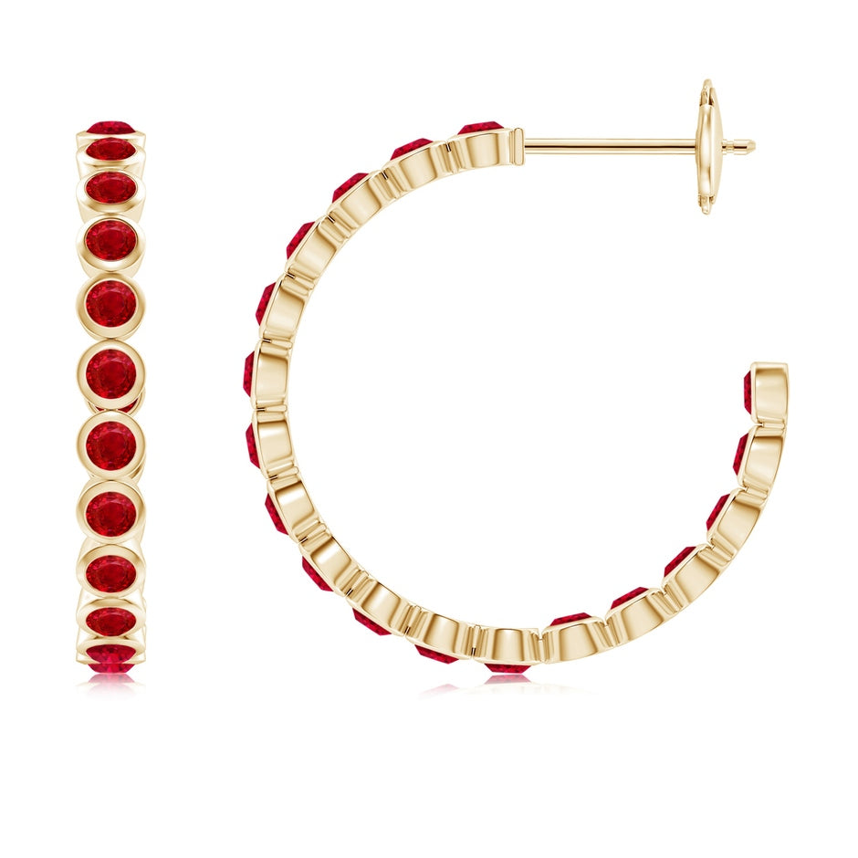 Bezel-Set Ruby Inside-Out Medium Hoop Earrings