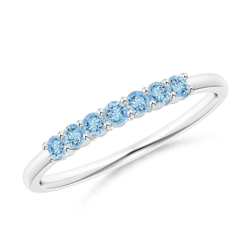 Half Eternity Seven Stone Aquamarine Wedding Ring