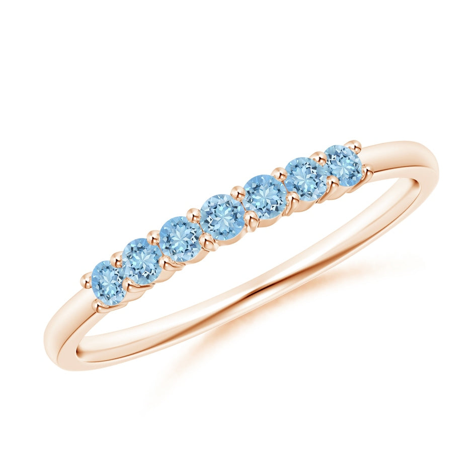 Half Eternity Seven Stone Aquamarine Wedding Ring