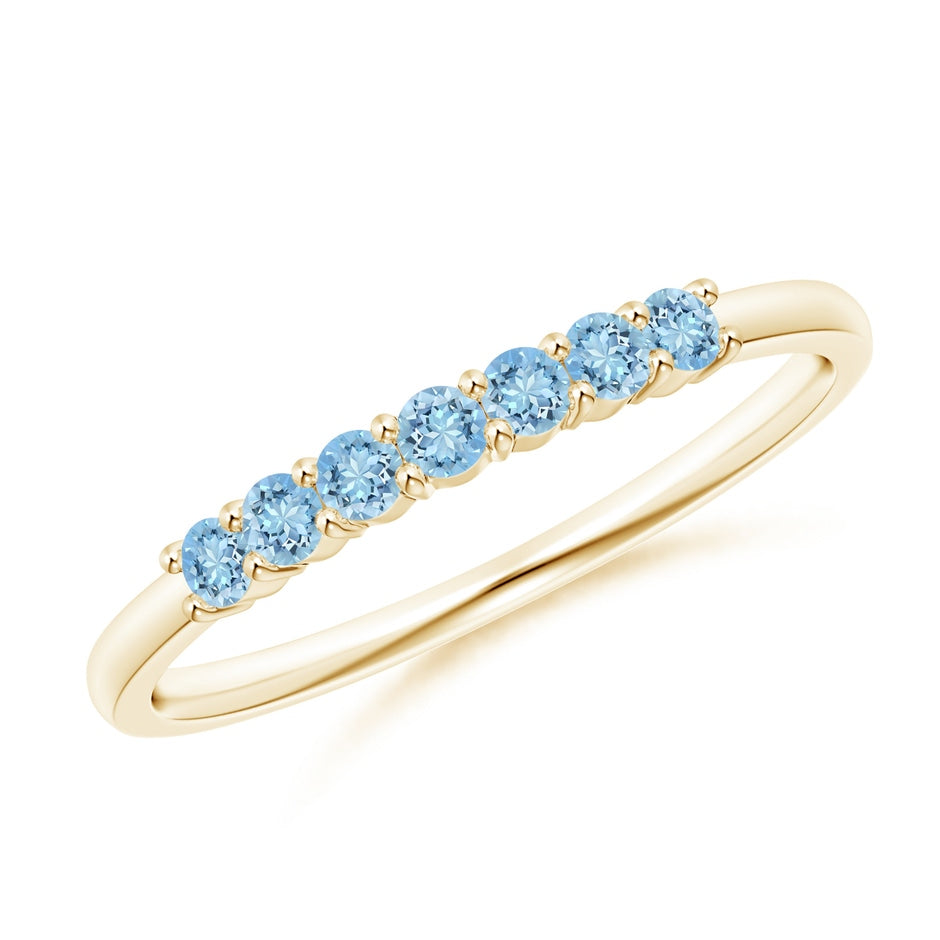 Half Eternity Seven Stone Aquamarine Wedding Ring