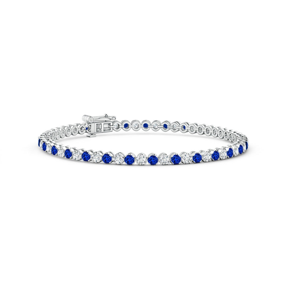 Lab-Grown Classic Round Sapphire and Lab Diamond Tennis Bracelet
