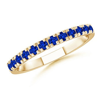 Unique Prong Sapphire Half Eternity Wedding Ring