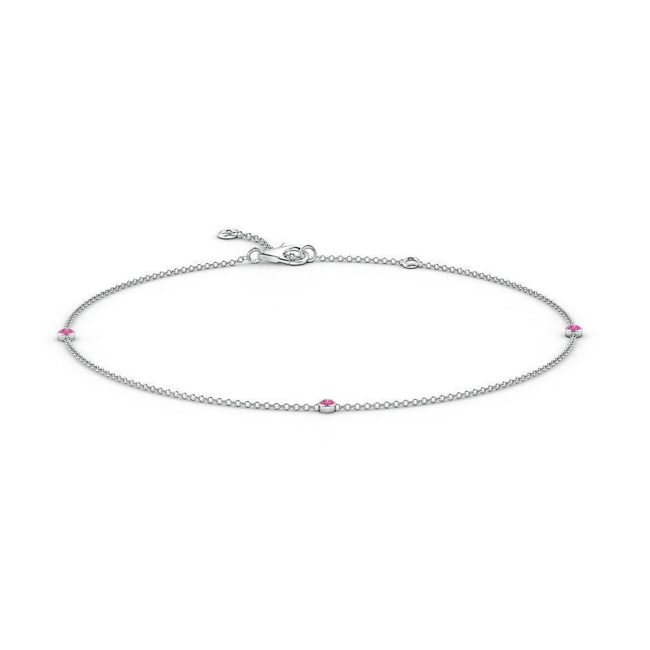 Bezel-Set Pink Sapphire Station Adjustable Ankle Bracelet