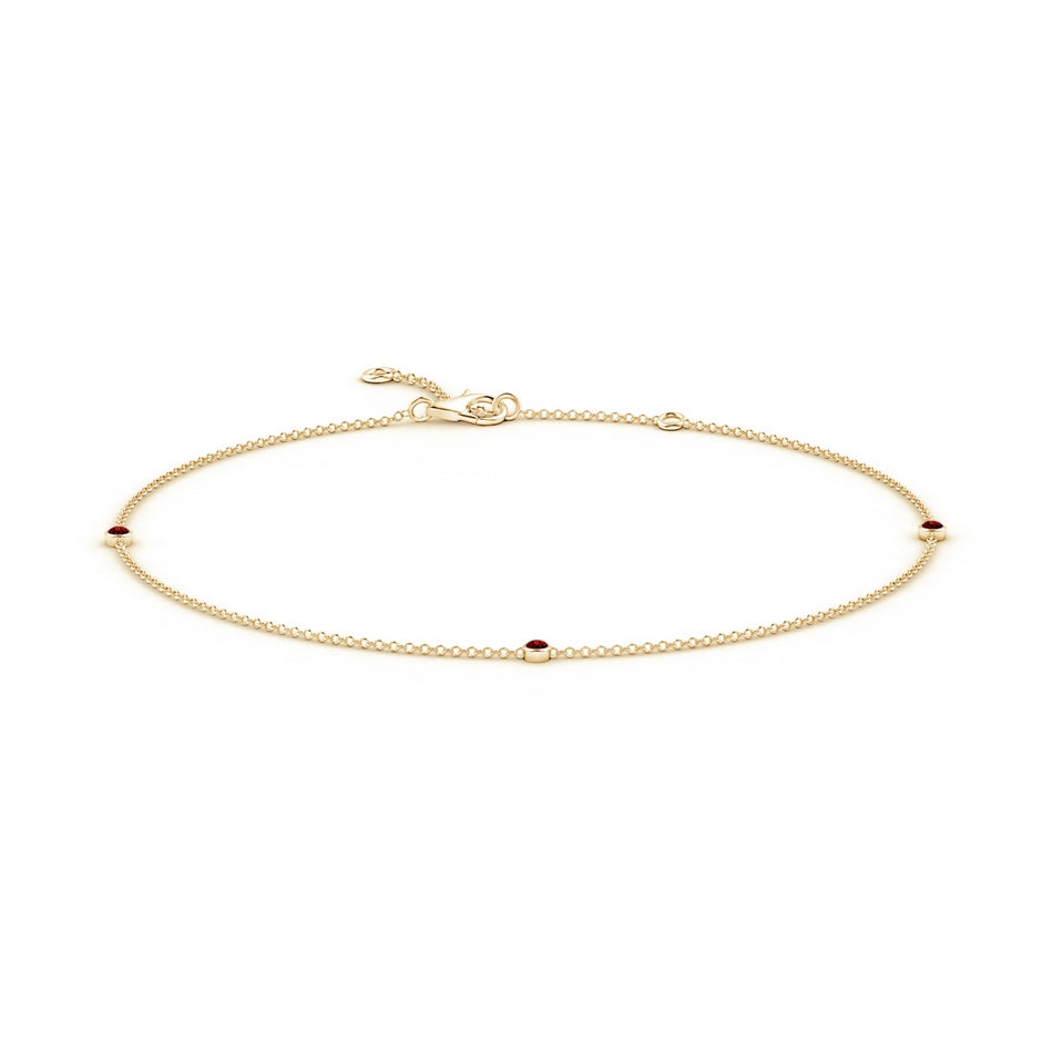 Bezel-Set Ruby Station Adjustable Ankle Bracelet