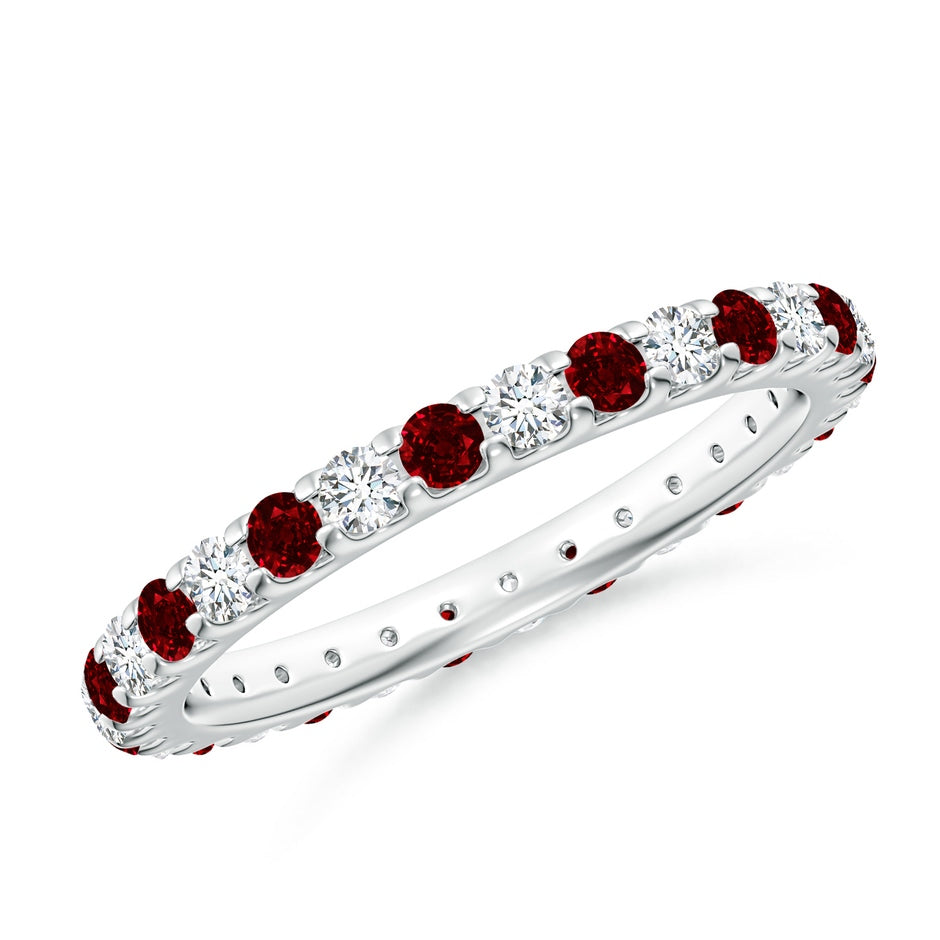 Shared Prong Ruby and Diamond Eternity Band