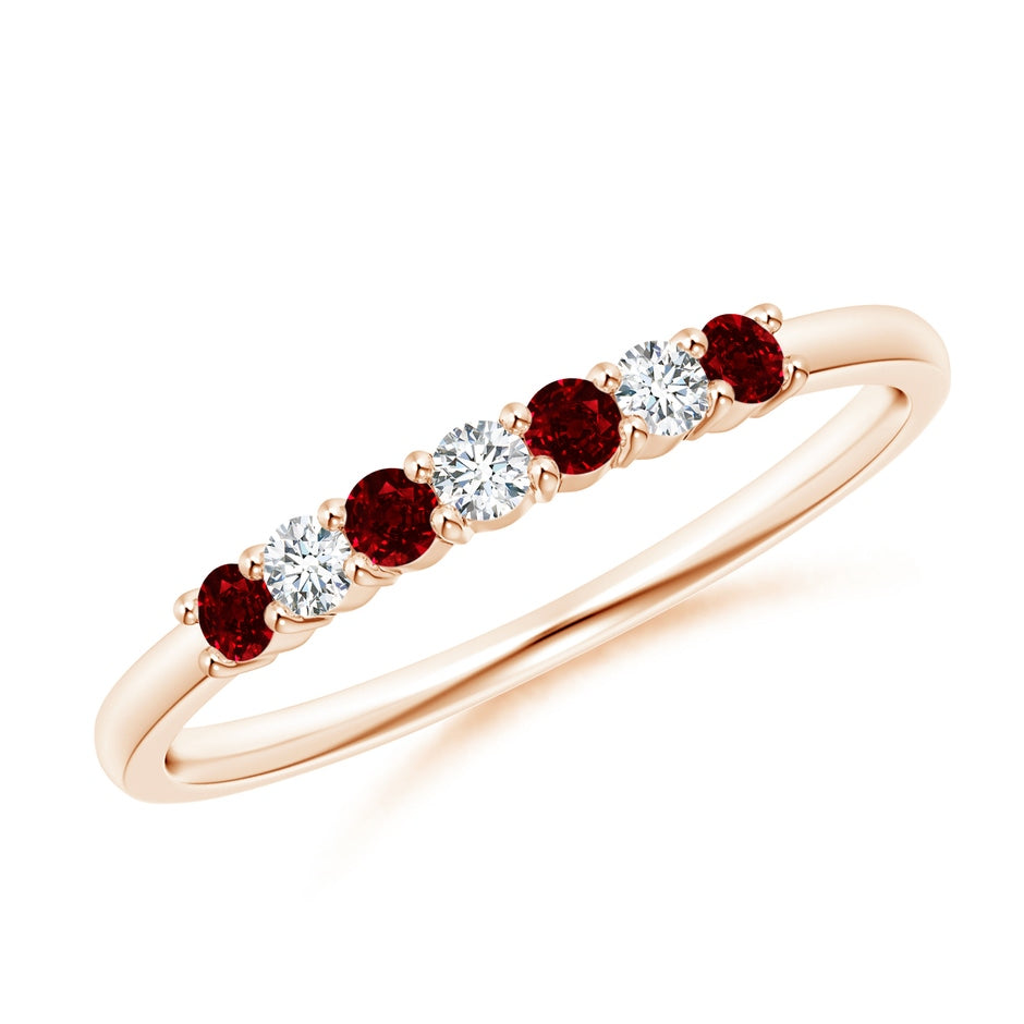 Half Eternity Seven Stone Ruby and Diamond Wedding Ring